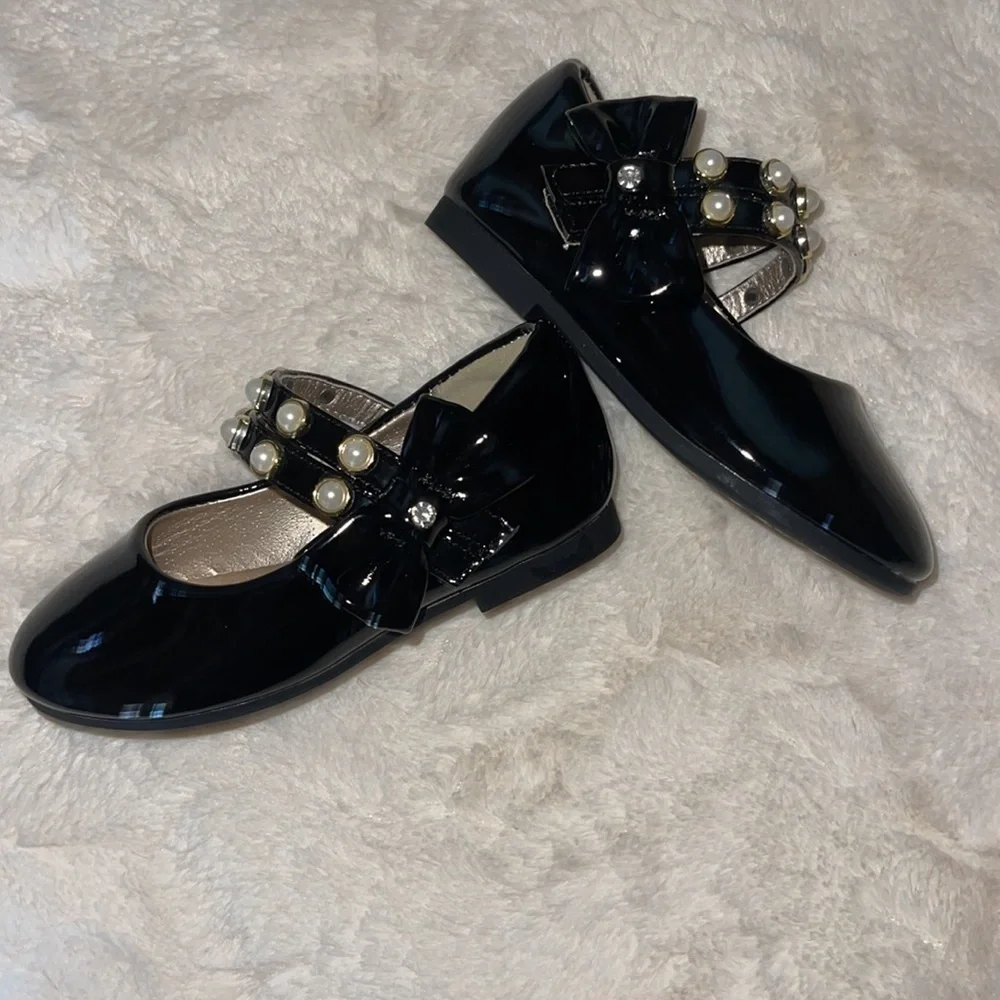 PANDANINJIA Jessica Toddler Girls Dress Shoes Ankle Strap Ballet Flats Mary Jane